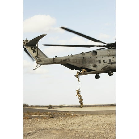 Air Force pararescuemen conduct a combat insertion and extraction exercise in Djibouti Africa Canvas Art - Stocktrek Images (23 x 34)