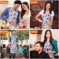 thumbnail image 4 of Pioneer Flower Floral Print Pattern Apron-Garden Aprons for Women with Pockets-Cotton Linen Waterproof Kitchen Cooking Gardening Aprons Adjustable for Kitchen,Cooking,BBQ and Salon 33x27 Inch, 4 of 7