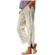 thumbnail image 2 of Pincandy Women's Fashion Printed Linen Blend Elastic Waist Casual Pants with Pockets, Button Decorated Split Hem, Casual & Daily Wear, 2 of 6