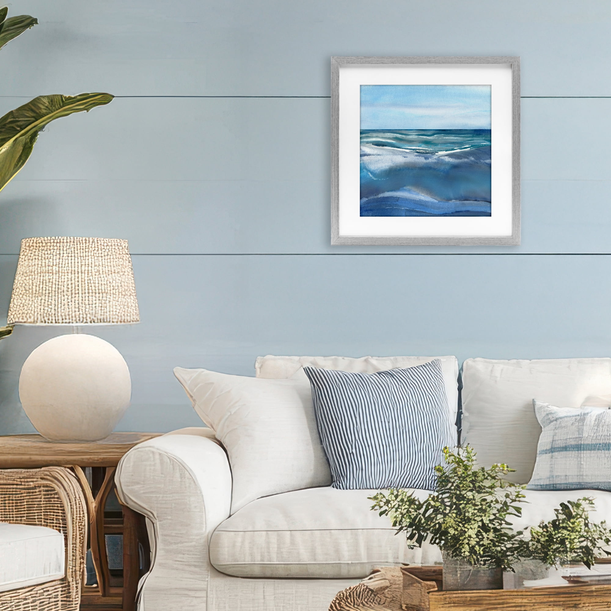 Stupell Industries Calm Seas under Soft Sky Gray Framed Print Under Glass, design by Susan Jill