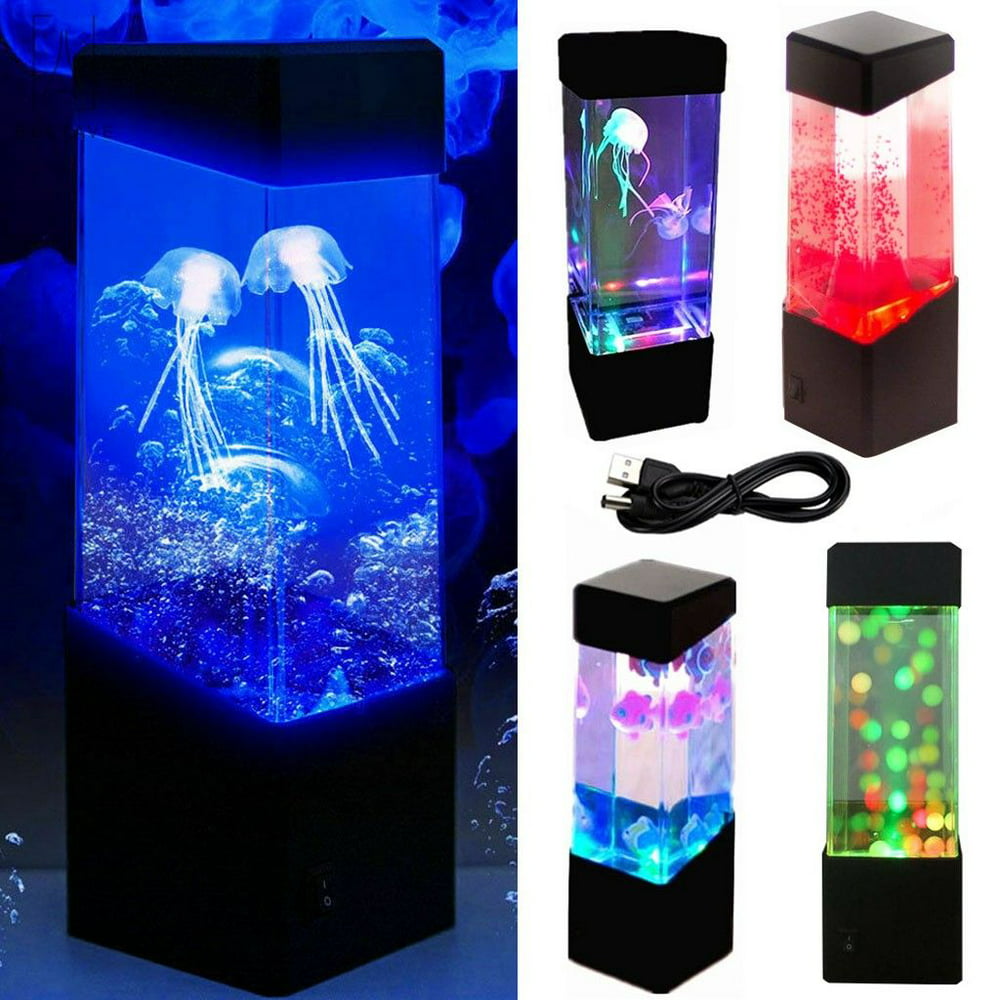 GustaveDesign USB Charging Jellyfish Aquarium Mood Lamp, Color Changing ...