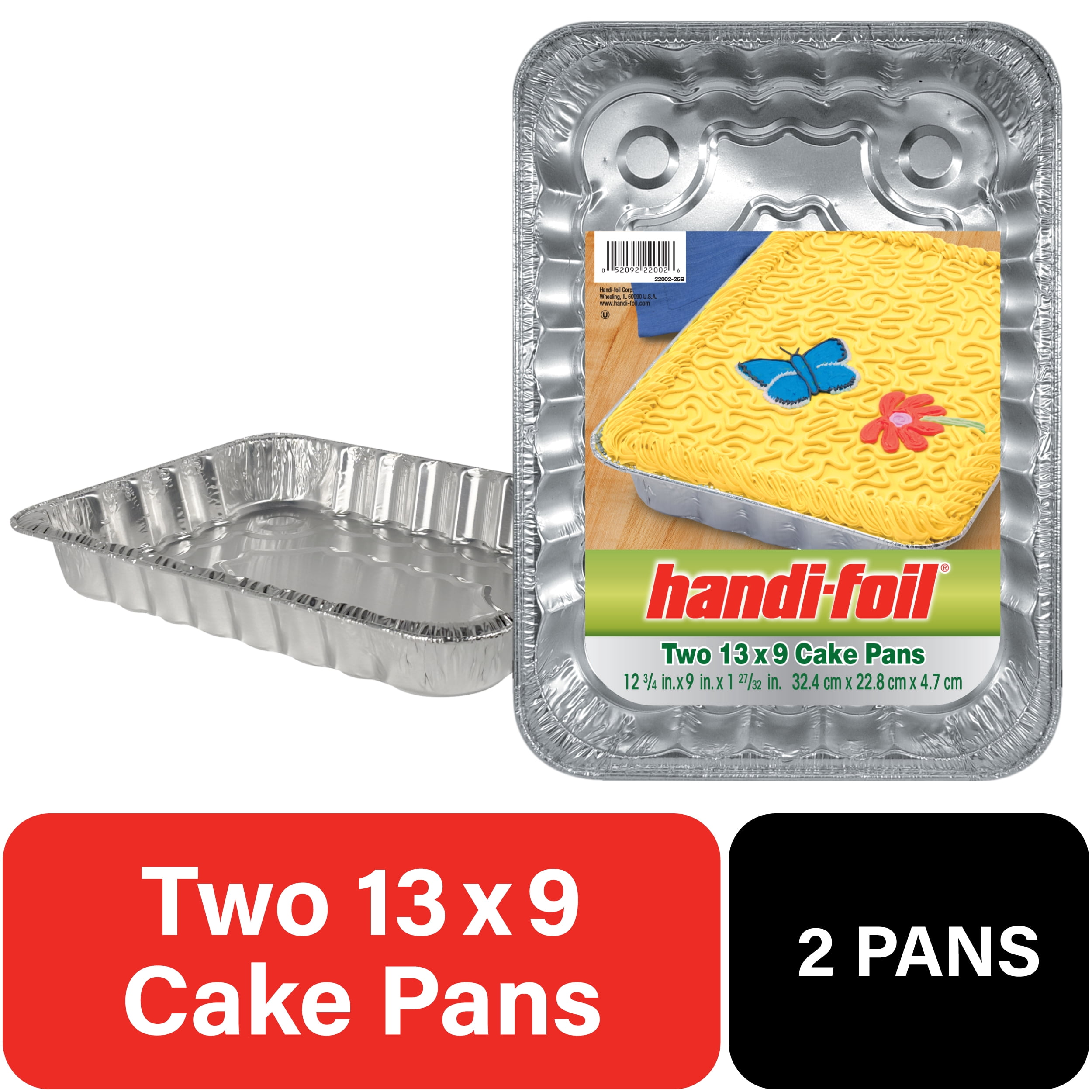 Handi-Foil Aluminum Rectangular Cake Pans, 13 x 9 Inch, 2 Count