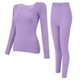 thumbnail image 2 of 2PC Women's Base Layer Long Sleeve Crewneck Solid Long Leggings Thermal Underwear Set Hot Pink Free Size, 2 of 9