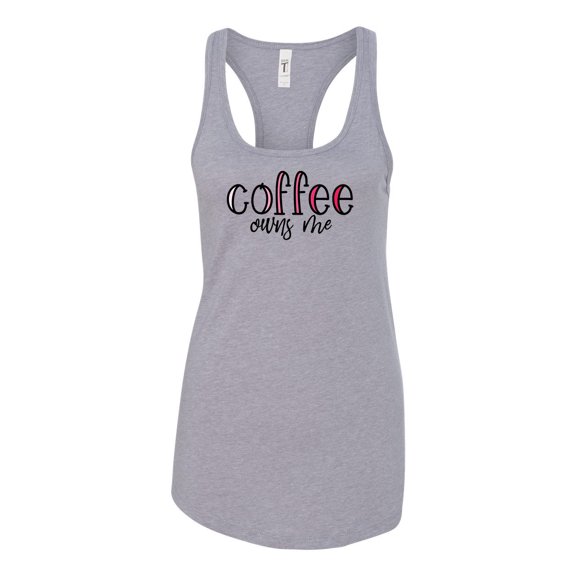 Women's Coffee Owns Me Racerback Tank Top-Heather Grey-small