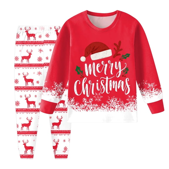 Staki Boys Christmas Pajamas Kids Christmas Pajamas Toddler Kids Sleepwear Boys Santa Claus Pajamas Winter Nightwear(Red,2-3 Years)