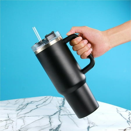 

Double Layer Vacuum Insulated Tumbler Coffee Mug 1300Ml Straw Cup For Car