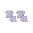 thumbnail image 2 of Cenuakty Toddler 0-3T Girls Summer Outfit Ruffled Hem Button up Short Sleeves T-Shirt and Elastic Shorts Set Cute 2 Piece Clothes, 2 of 9