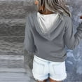 thumbnail image 3 of YUGYXL Women's Half Button Hoodies Loose V Neck Pullover Sweatshirts Trendy Casual Long Sleeve Going Out Tunic Tops Dark Gray XXL, 3 of 6