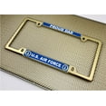 thumbnail image 5 of [Officially Licensed Product] - U.S. Air Force Proud Dad - Domed Custom-Made Personalized Narrow (Thin) Top 4 Hole Metal Car License Plate Frame with Free caps - Gold (Qty: 1 Frame), 5 of 8