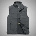 thumbnail image 3 of Otoño hombres chaleco ocio al aire libre sólido sin mangas chaqueta joven de mediana edad fotografía pesca chaleco Casual masculino verano, 3 of 5
