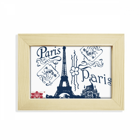 Eiffel Tower France Paris Line Drawing Desktop Decorate Photo Frame Picture Art Painting 5x7 inch