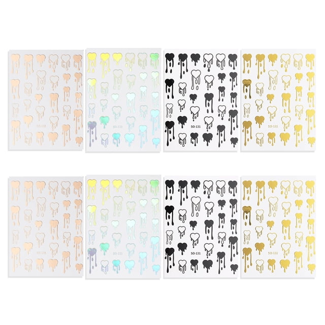 8 Uds pegatinas para uñas simple mariposa de cuatro colores gotas de amor decoración de uñas con pegamento trasero