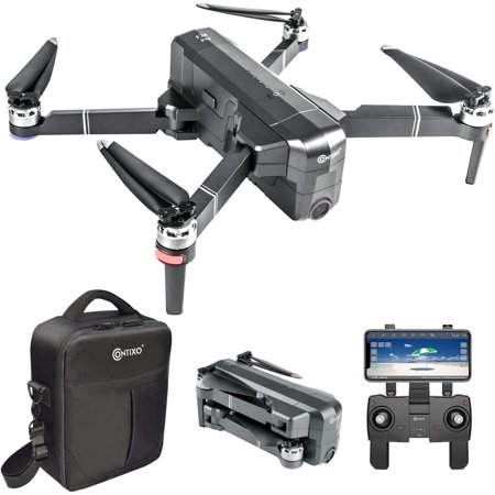 Contixo F24 Pro 4K UHD Aerial Drone Skins w/ GPS, 30-Min Flight, Foldable Mini Drone, Brushless Motors, FPV, Wi-Fi, RC Quadcopter, Carrying Case, Black
