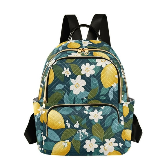 FORMRS Mini Backpack Purse for Women Travel Daypack Casual Shoulder Bag, Green Lemon Leaves