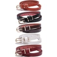 thumbnail image 1 of Women’s Skinny Leather Belt Solid Color Waist or Hips Ornament 10 Sizes (46-48, Grey), 1 of 3