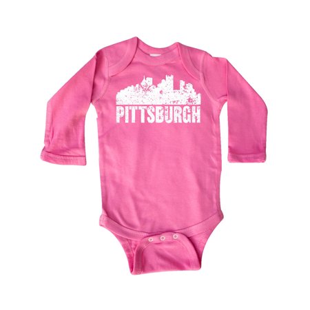

Inktastic Pittsburgh Skyline Grunge Gift Baby Boy or Baby Girl Long Sleeve Bodysuit