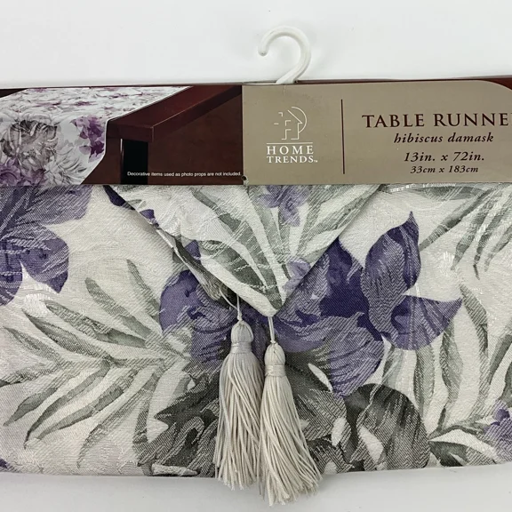 Home Trends Luxury Hibiscus Damask 13"X 72" Table Runner