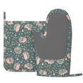 thumbnail image 2 of Disketp Hedgehogs and Flowers Oven Mitts and Potholders BBQ Gloves-Oven Mitts and Pot Holders with Recycled Infill Silicone Non-Slip Cooking Gloves for Cooking Baking Grilling, 2 of 8