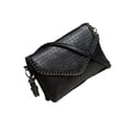 thumbnail image 1 of Qarigey Bolso de hombro para mujer, bandolera de Color sólido, bolso de almacenamiento, estuche de viaje, cierre de cremallera, bolsos de moda para Carteras Negro Pequeño Qarigey AP013844-04, 1 of 6