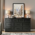 thumbnail image 3 of Black Modern Farmhouse 10 Drawer Dresser, 59'' Wide Wood Storage Dresser with Smooth Black Metal Handles, Sturdy Storage Cabinet for Bedroom, Living Room, Hallway, 3 of 6