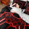 thumbnail image 4 of Castle Fairy Teens Red Hexagon Gamepads Twin Bedding Sets,Video Game Bedding Comforter Set, 4 of 8