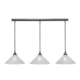thumbnail image 1 of 3 Light Linear Pendalier With Hang Straight Swivels Shown In Brushed Nickel Finish With 12 Gold Ice Glass, 1 of 1