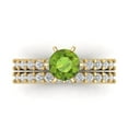 thumbnail image 2 of Clara Pucci 14K Yellow Gold Round Cut 1Ct Natural Peridot Engagement Ring + Matching Band - Luxury Box Included, 2 of 7