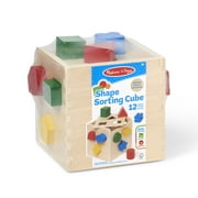 مكعب فرز الشكل Melissa & Doug - لعبة خشبية كلاسيكية مع 12 شكلاً