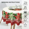 thumbnail image 3 of Poinsettia Christmas Tablecloth Round 60 Inch White and Red Christmas Round Tablecloth Washable Polyester Winter Floral Bird Decorative Table Cloth for Home Kitchen Dining Table Outdoor Party Patio, 3 of 6