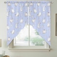 thumbnail image 2 of Easter Bunny Swag Valances for Windows 2 Pack, Kitchen Window Curtains 36 Inch Length, Cartoon Carrots Cute Rabbits Sketch Blue Privacy Swag Curtains for Living Room/Bathroom with Rod Pocket 36"x36", 2 of 8