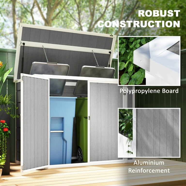 Outsunny, Outdoor Storage Shed, 4.7 x 2.5FT, Gray with Chain Lid