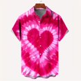 thumbnail image 1 of New Fashion Mens 3D Printed Shirt Summer Short Sleeve Single Row Button Loose Oversized Loving Heart Pattern Trend Unisex Shirts, 1 of 5