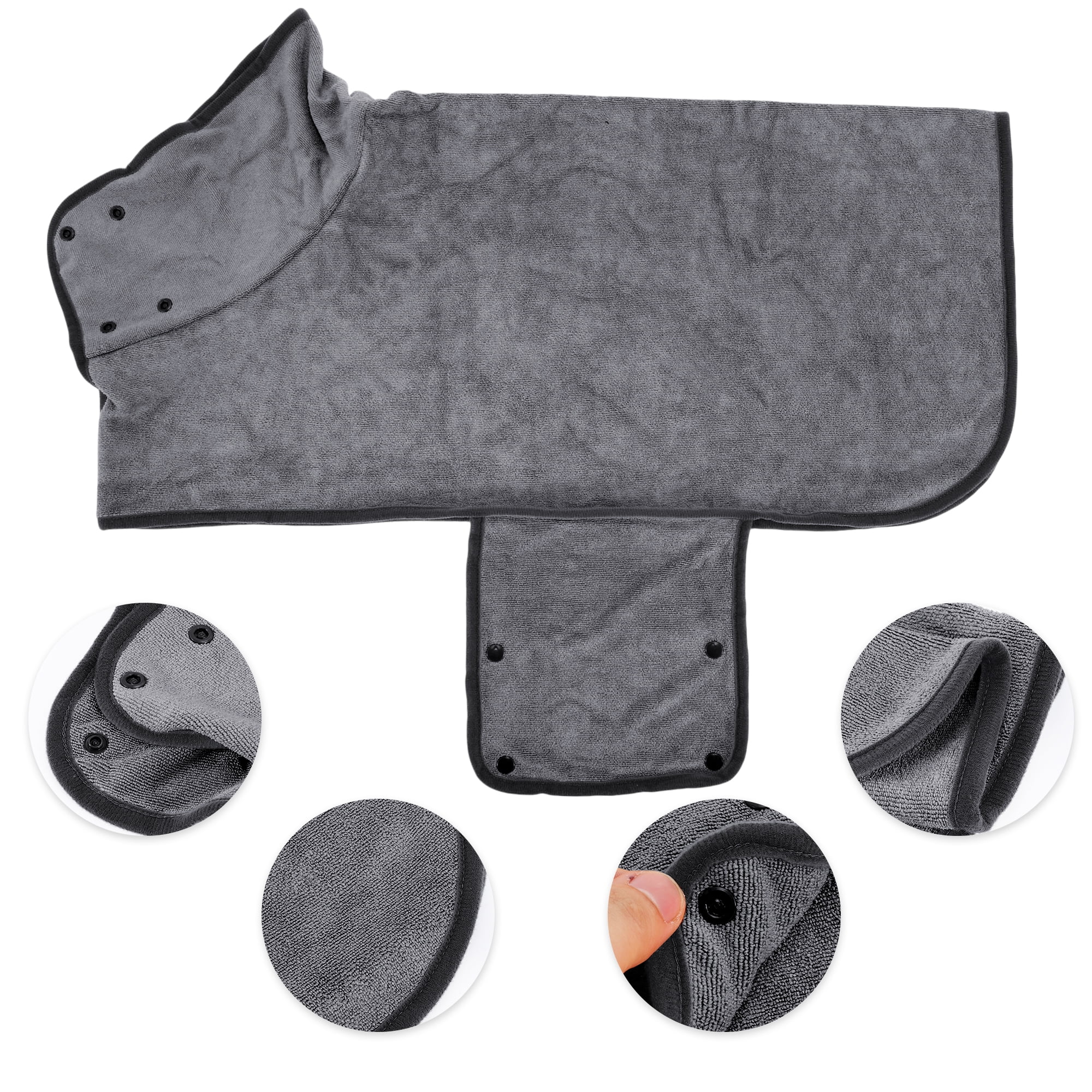 Unique Bargains Dog Bathrobe Soft Pet Towel Absorbent Coat for Cats and Dogs XS Gray
