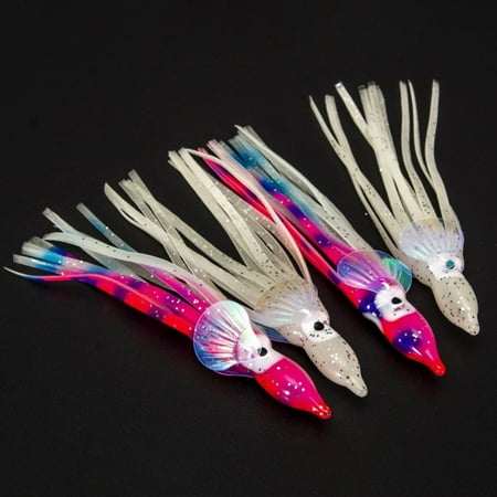 Kits Squid Lure Pvc Saltwater Fish Skirts Jig Tackle Luminous Octopus Soft Travel 10Pcs Accessories For Fishing Pink 6Cm Mingyiq Inc