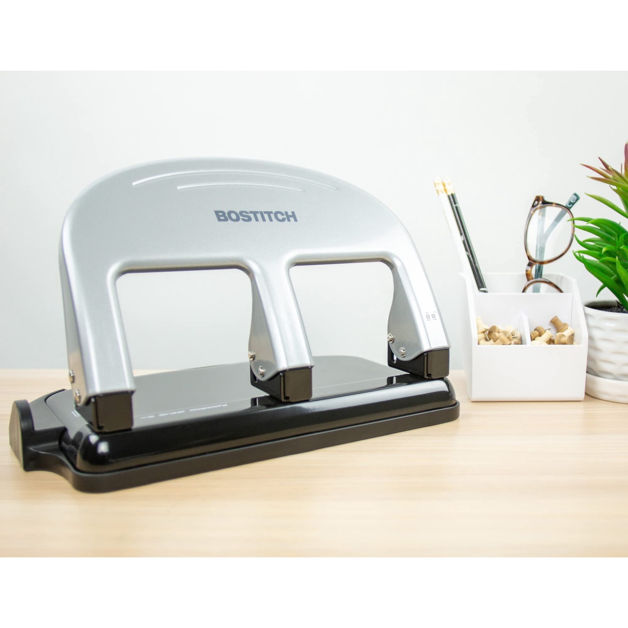 Bostitch EZ Squeeze? Three-Hole Punch, 40-Sheet Capacity, Reduced Effort