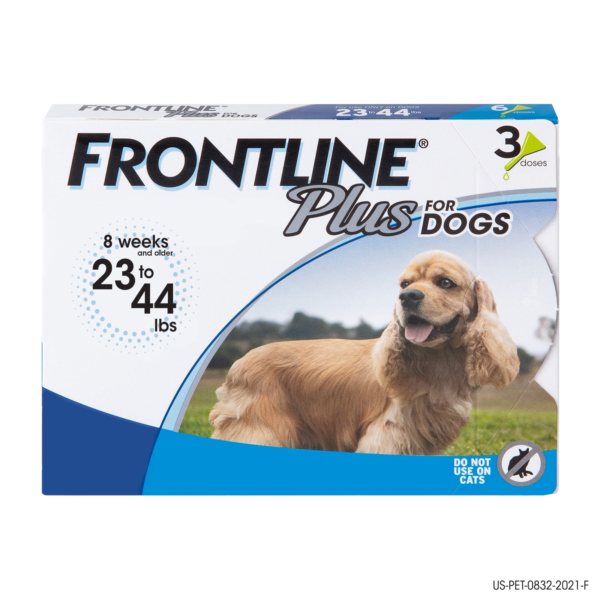 FRONTLINE® Plus for Dogs Flea and Tick Treatment, Medium Dog, 23-44 lbs, Blue Box, 3 CT