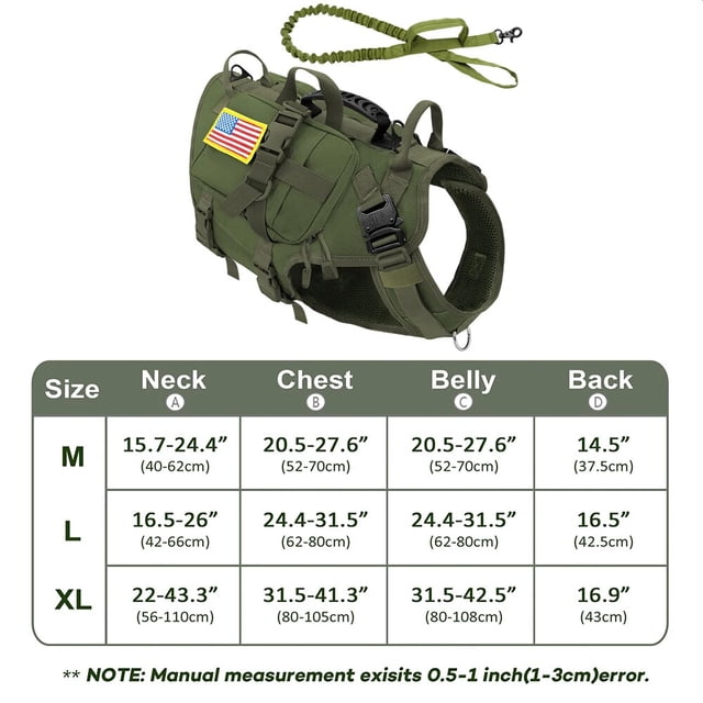 Tactical Dog Harness Leash Durable Military Dog Harness Vest MOLLE For Large Dogs erman Shepherd Training Harnesses With Pouches ShopWise Round
