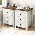 thumbnail image 3 of Nightstand Set of 2, bedside table with charging station, White farmhouse 3 drawer nightstand Rustic night stand end tables for bedroom Living Room, 3 of 12