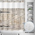 thumbnail image 2 of No Hook Shower Curtain, Vintage Wood Grain Shower Curtains for Bathroom with See Through Top Window, Farmhouse Country Door Retro Waterproof & Washable Bath Curtain 66"x72", 2 of 9