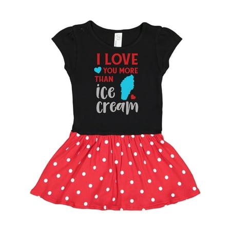 

Inktastic I Love You More Than Ice Cream Hearts - Blue Red Gift Toddler Girl Dress