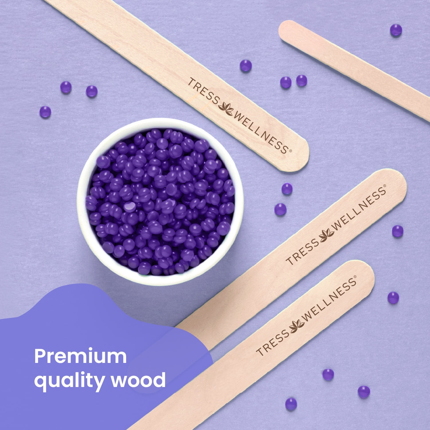 Tress Wellness Wooden Disposable Hair Removal Wax Applicator Sticks, 50 Count