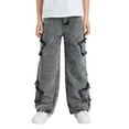 thumbnail image 1 of New Star Patched Wide Leg Jeans For Teen Boys And Girls Sizes 7 13, 1 of 9