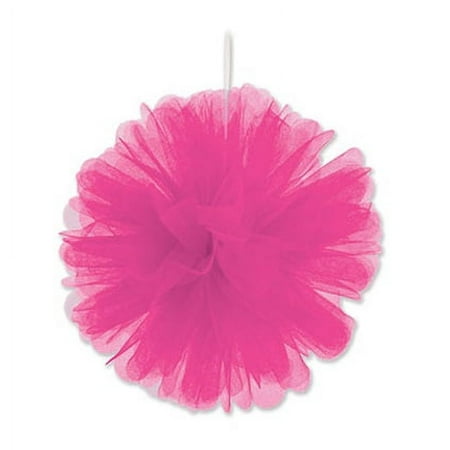 Beistle Club Pack of 24 Wispy Cerise Decorative Tulle Balls Hanging Decorations 8"