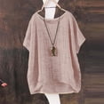 thumbnail image 2 of T-Shirts For Women Summer Short Sleeve Solid Casual Loose Linen Top Womens Tops, 2 of 4
