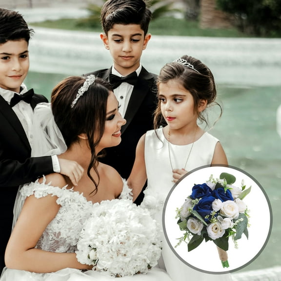 HONMEET Bridal Flower Bouquet 1Pack Blue For Wedding And Engagement Photography