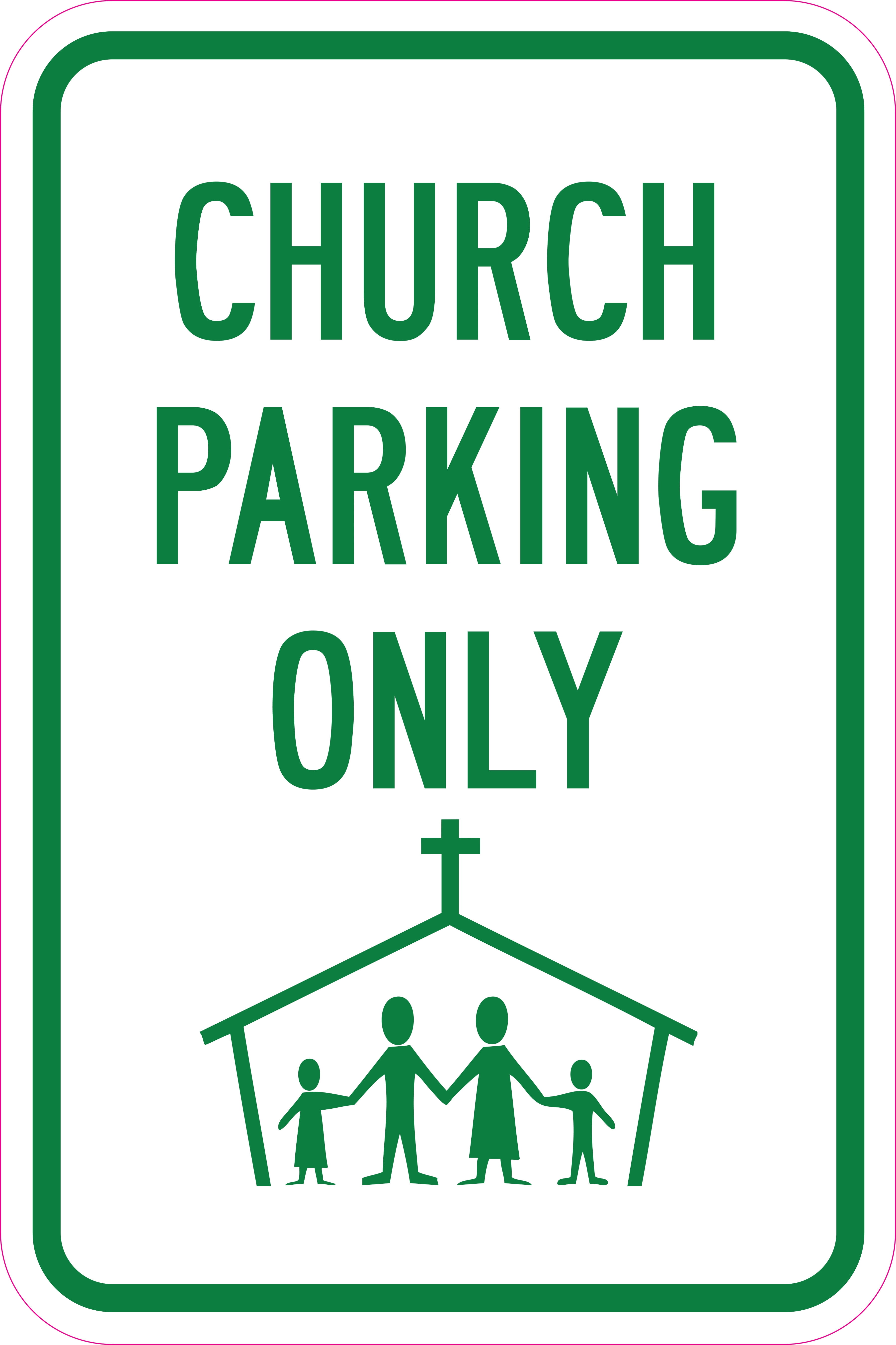 Church Parking Only (with Graphic) Sign 12" x 18" Heavy Gauge Aluminum