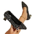 thumbnail image 6 of Women's Block Heel Pumps Dress Shoes Pointed Toe Sequin Rhinestone Heels for Party Wedding Evening, 6 of 8