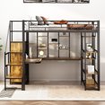 thumbnail image 3 of Euroco Modern Metal Full Size Loft Bed with Wardrobe, Desk and Storage Shelves for Kids Teens, Black, 3 of 15