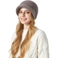 thumbnail image 2 of Womens Winter Hat Warm Knit Hat Slouchy Beanie Cap with Brim, Fleece Lined Ear Protection Beret Hat Newsboy Cap, Winter Gifts Outdoor Daily Adjustable 21.7 - 23.6 Inch, 2 of 7