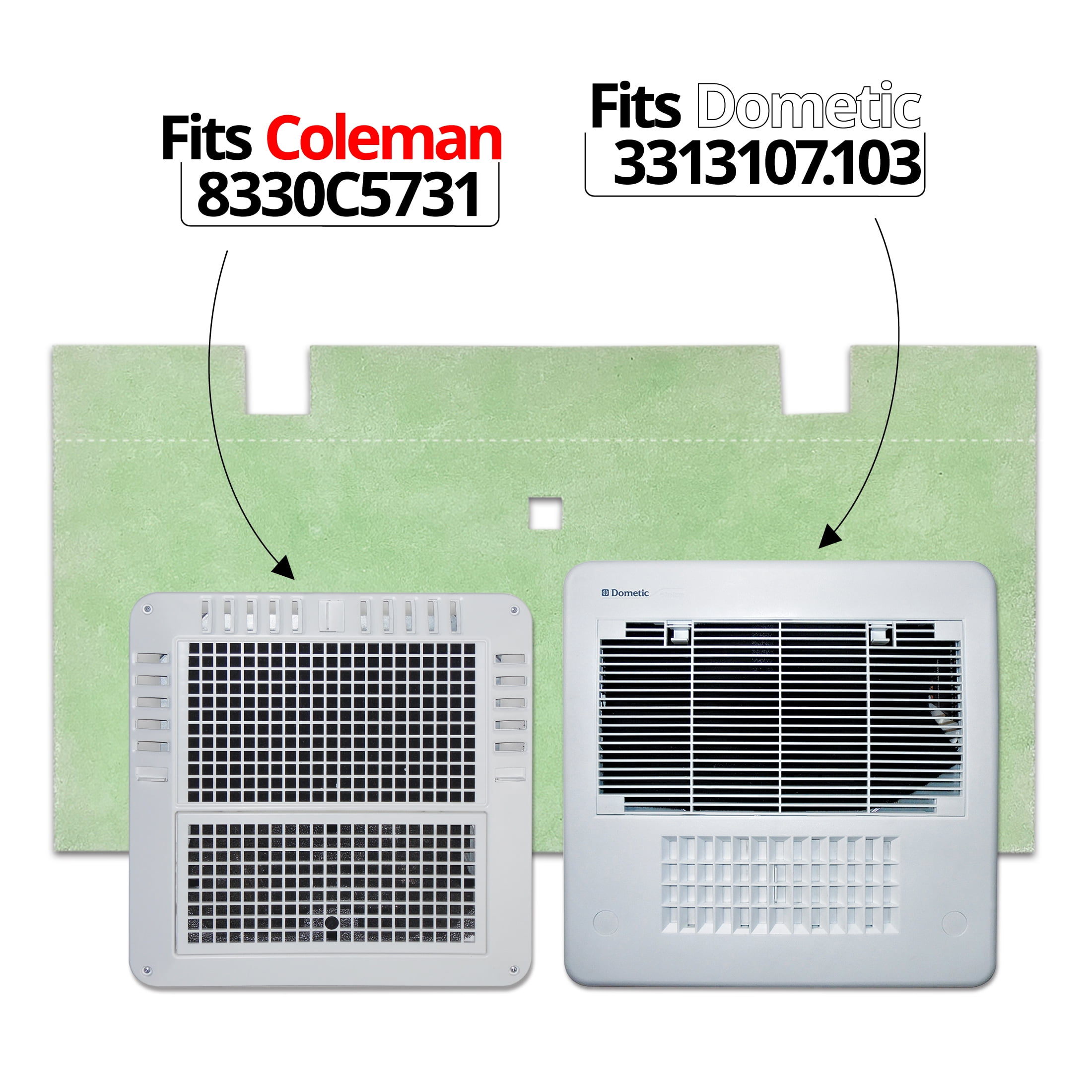 (2 pack) RV Air AC-101/105G Combo Air Conditioner Filter Replacement, Size 10.25" x 8", Polyester, Green, Merv 6 Rating